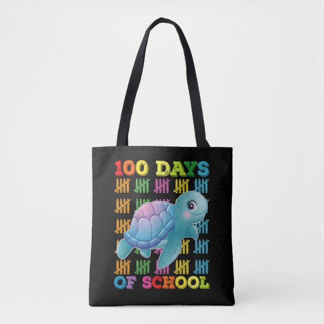 100 Days Of School Turtle Teacher Student Tote Bag (Front)