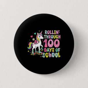 100 Days Of School Unicorn 100th Day Smarter Girls 6 Cm Round Badge