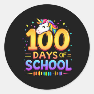 100 Days Of School Unicorn Cute Magical 100 Days G Classic Round Sticker