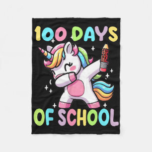 100 Days Of School Unicorn Dancing Teacher Girls T Fleece Blanket