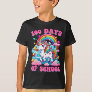 100 Days Of School Unicorn Girls Cute 100th Day T-Shirt