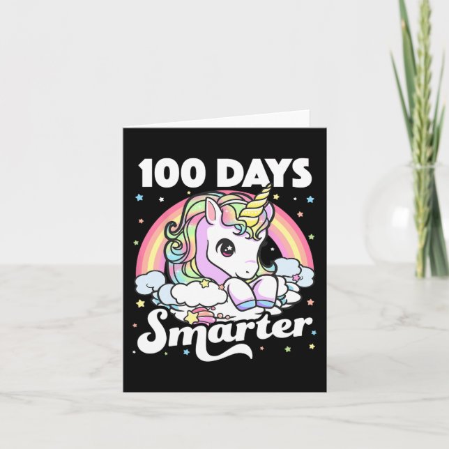 100 Days of School Unicorn Girls Teacher 100th Day Card (Front)