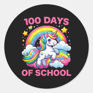 100 Days Of School Unicorn Girls Teacher 100th Day Classic Round Sticker