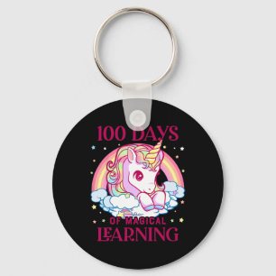 100 Days Of School Unicorn Girls Teacher 100th Day Key Ring