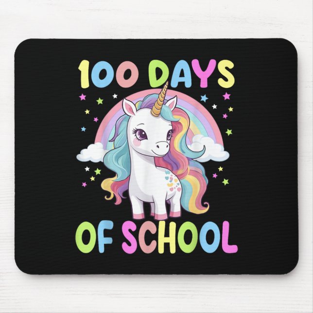 100 Days Of School Unicorn Rainbow Teacher Girls T Mouse Mat (Front)