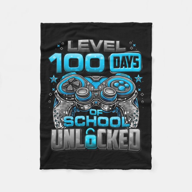 100 Days Of School Unlocked Boys 100th Day Of Scho Fleece Blanket (Front)
