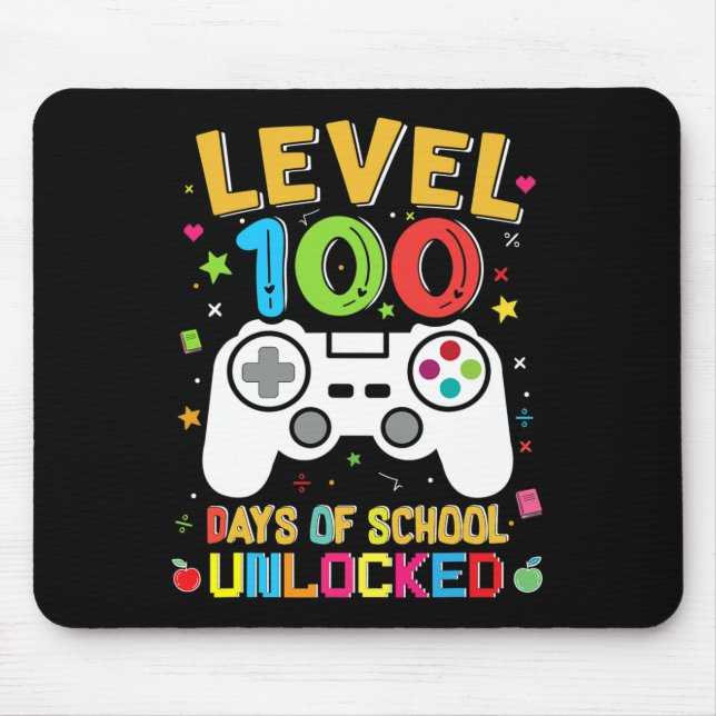 100 Days Of School Unlocked Gamer 100th Day Of Sch Mouse Mat (Front)