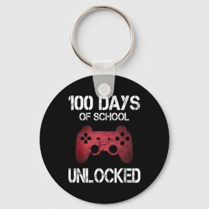 100 Days Of School Unlocked Gamer Boys Kids Girls Key Ring