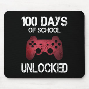 100 Days Of School Unlocked Gamer Boys Kids Girls Mouse Mat