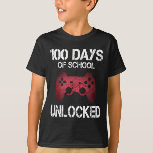 100 Days Of School Unlocked Gamer Boys Kids Girls T-Shirt