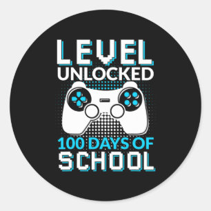 100 Days Of School Unlocked Gamer Nerdy Team 1 Classic Round Sticker