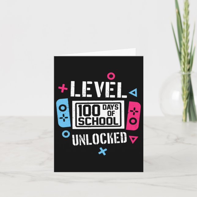 100 Days Of School Unlocked Gamer Video Games Boys Card (Front)
