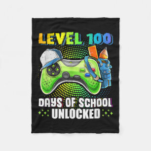100 Days Of School Unlocked Gamer Video Games Boys Fleece Blanket