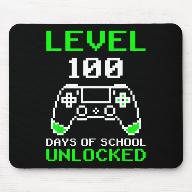 100 Days Of School Unlocked Gamer Video Games Boys Mouse Mat (Front)