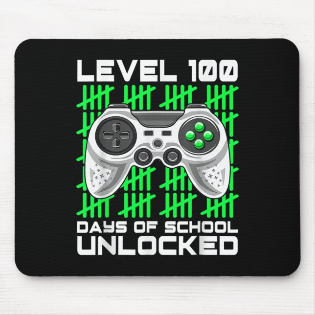 100 Days Of School Unlocked Gamer Video Games Boys Mouse Mat (Front)