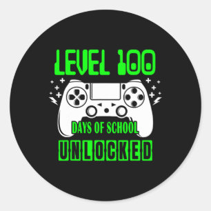 100 Days Of School Unlocked Video Games Boys Gamer Classic Round Sticker