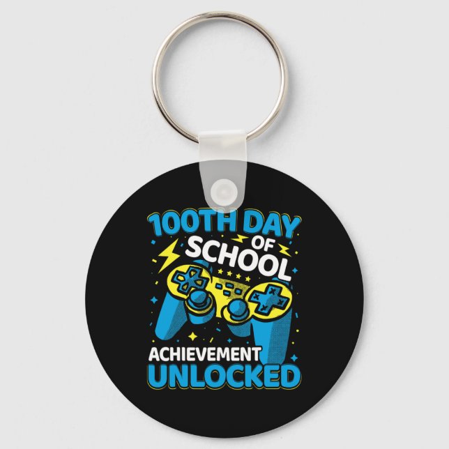 100 Days Of School Video Game Controller Boys Girl Key Ring (Front)