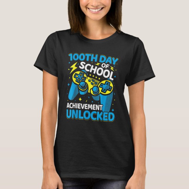 100 Days Of School Video Game Controller Boys Girl T-Shirt (Front)