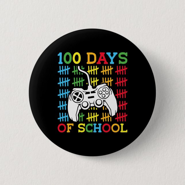 100 Days of School Video Games Controller Gaming K 6 Cm Round Badge (Front)