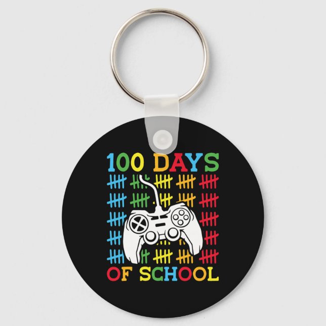 100 Days of School Video Games Controller Gaming K Key Ring (Front)