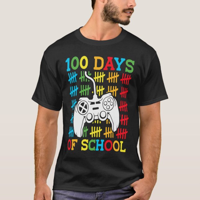 100 Days of School Video Games Controller Gaming K T-Shirt (Front)