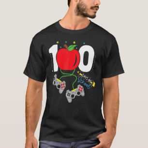 100 Days of School video games gaming apple teache T-Shirt
