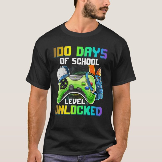 100 Days of School Video Games Level Unlocked Game T-Shirt (Front)