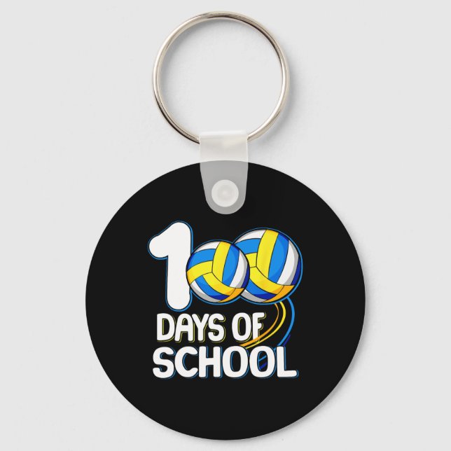 100 Days Of School Volleyball Player 100th Day Of  Key Ring (Front)