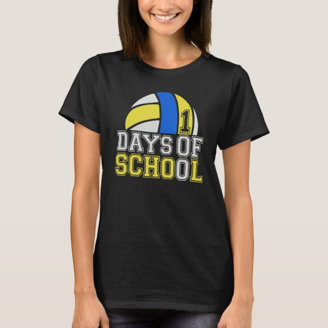 100 days of school volleyball sports teacher happy T-Shirt (Front)