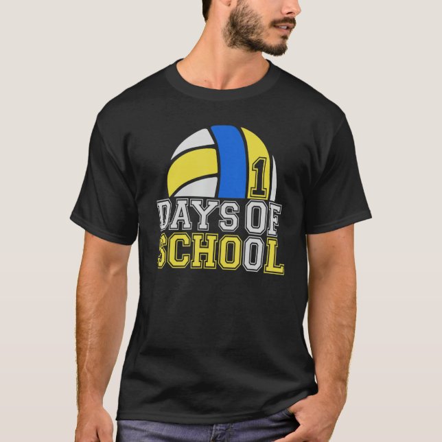 100 days of school volleyball sports teacher happy T-Shirt (Front)