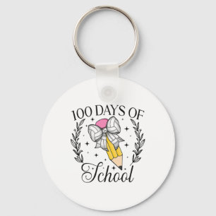 100 Days Of School Volleybyll Coquette Pencil Bow Key Ring