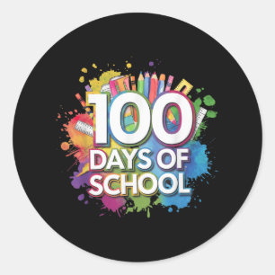 100 Days Of School Watercolor Splash Teacher Stude Classic Round Sticker