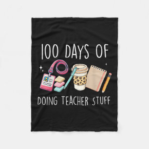 100 Days Of School Women Teacher Graphic 100th Fleece Blanket