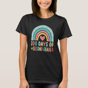 100 Days Of Second Grade Leopard Rainbow 100th Day T-Shirt