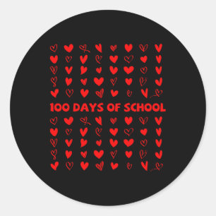 100 Days Of Shool Valentine Heart Love 100th Day O Classic Round Sticker