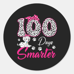 100 Days Of Smarter Dalmatian Dog Bow Tie Costume Classic Round Sticker