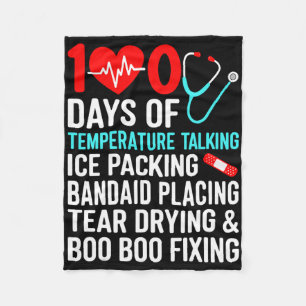 100 Days Of Temperature School Nurse 100th Day Of Fleece Blanket