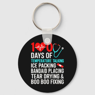 100 Days Of Temperature School Nurse 100th Day Of Key Ring