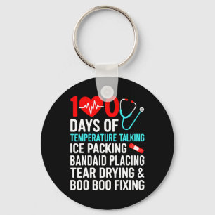 100 Days Of Temperature School Nurse 100th Day Of Key Ring