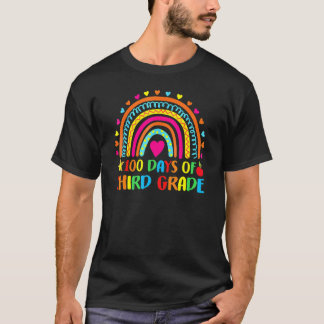 100 Days Of Third Grade Leopard Rainbow 100th Day  T-Shirt