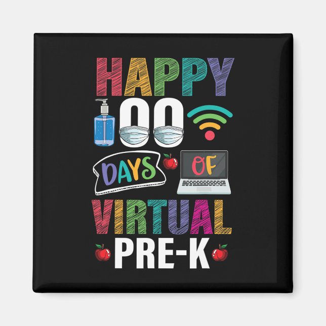 100 Days Of Virtual Pre-k Kids Teacher Student  Magnet (Front)