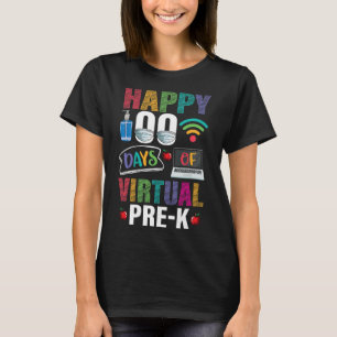 100 Days Of Virtual Pre-k Kids Teacher Student  T-Shirt