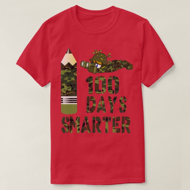 100 days pencil 100 days smarter Camouflage patter T-Shirt (Design Front)
