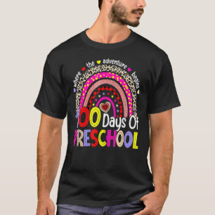 100 Days Preschool Happy 100th Day Of School Rainb T-Shirt