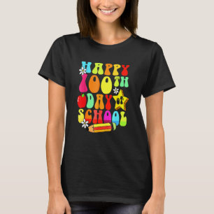 100 Days Retro Groovy Happy 100th Day Of School Te T-Shirt