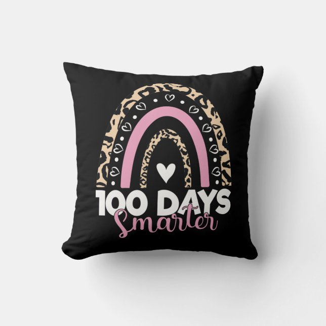 100 Days Samrter Happy 100th Day of School Rainbow Cushion (Front)