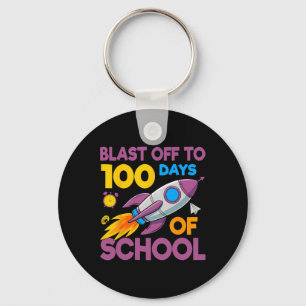 100 Days School Blast Off Rocket Space Kids Studen Key Ring