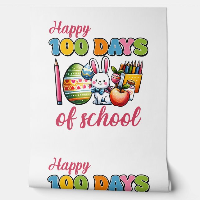 100 Days School Boy Girl Easter 100 Day of School Wallpaper (Unrolling)
