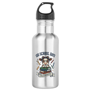 100 Days School Cow Vintage Engraving Teacher Shir 532 Ml Water Bottle