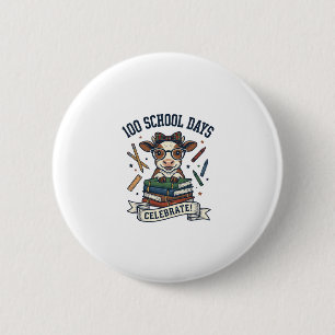 100 Days School Cow Vintage Engraving Teacher Shir 6 Cm Round Badge